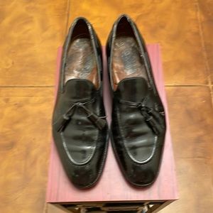 Allen & Edmonds Mens Black Loafers Tassel Shoes Size 8.5” Pre Owned